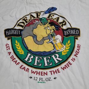 VTG Crazy Shirts Made In USA Hawaii Brewed BEER Logo Double Sided XL